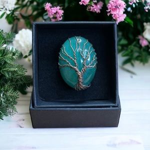 Green Adventurine Tree Of Life Wire Wrapped Ring